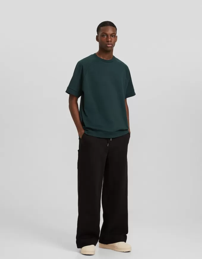 T-shirt interlock a maniche corte dal taglio squadrato