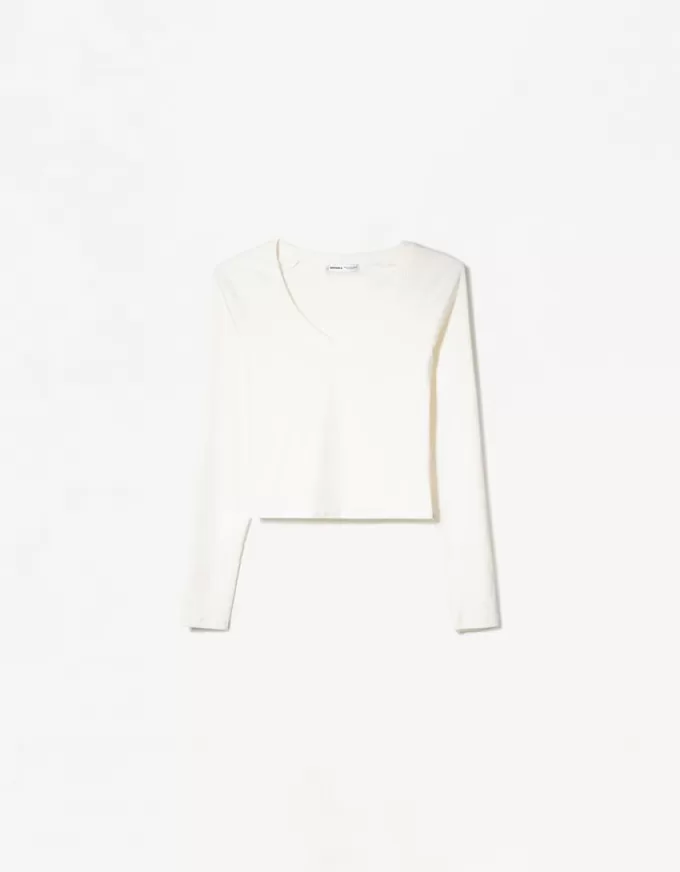 T-shirt manica lunga con scollo a V