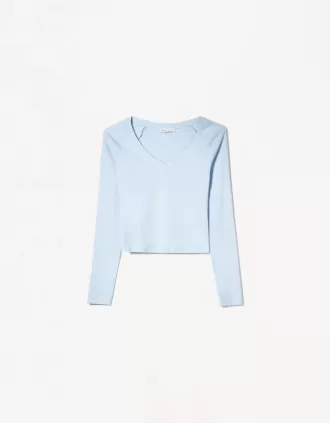 T-shirt manica lunga con scollo a V