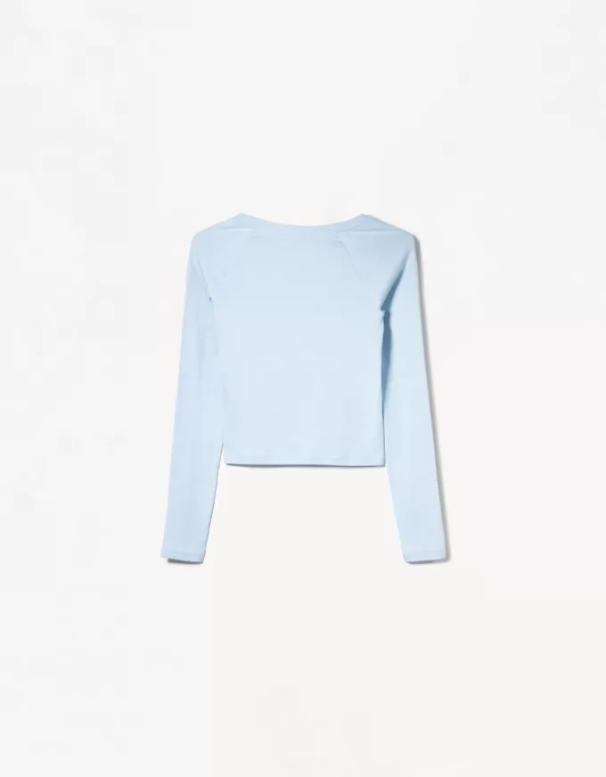 T-shirt manica lunga con scollo a V