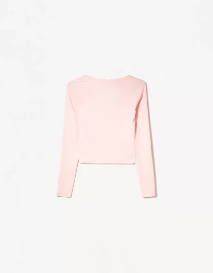 T-shirt manica lunga con scollo a V