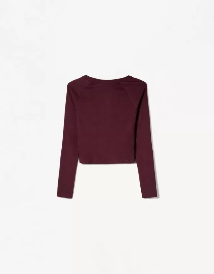 T-shirt manica lunga con scollo a V