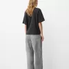 T-shirt oversize a maniche corte con strass