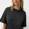 T-shirt oversize a maniche corte con strass