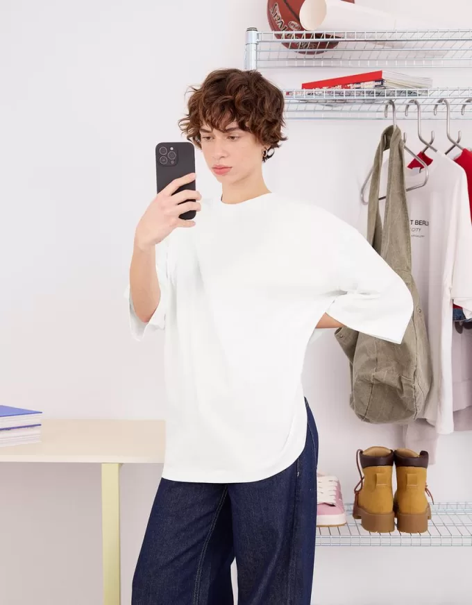 T-shirt oversize in cotone pesante a maniche corte