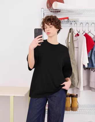 T-shirt oversize in cotone pesante a maniche corte