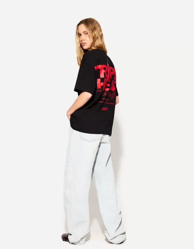 T-shirt oversize stampata a maniche corte