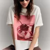T-shirt oversize stampata a maniche corte