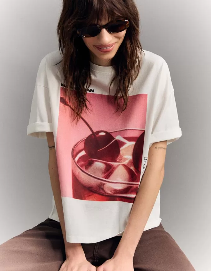 T-shirt oversize stampata a maniche corte