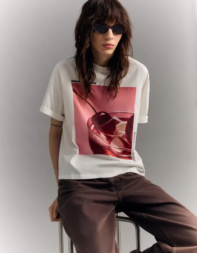 T-shirt oversize stampata a maniche corte