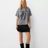 T-shirt oversize stampata a maniche corte