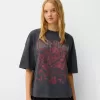 T-shirt oversize stampata a maniche corte