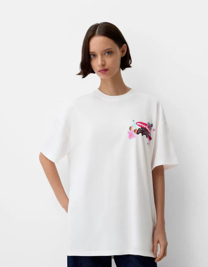 T-shirt oversize stampata a maniche corte