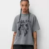 T-shirt oversize stampata a maniche corte