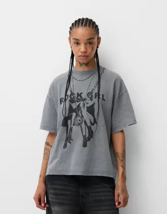 T-shirt oversize stampata a maniche corte