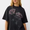 T-shirt oversize stampata a maniche corte