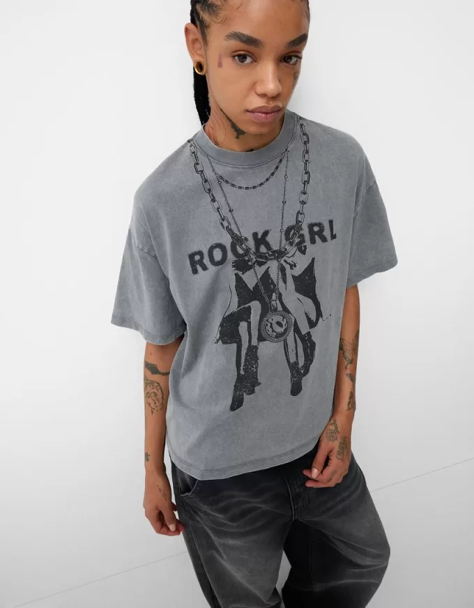 T-shirt oversize stampata a maniche corte