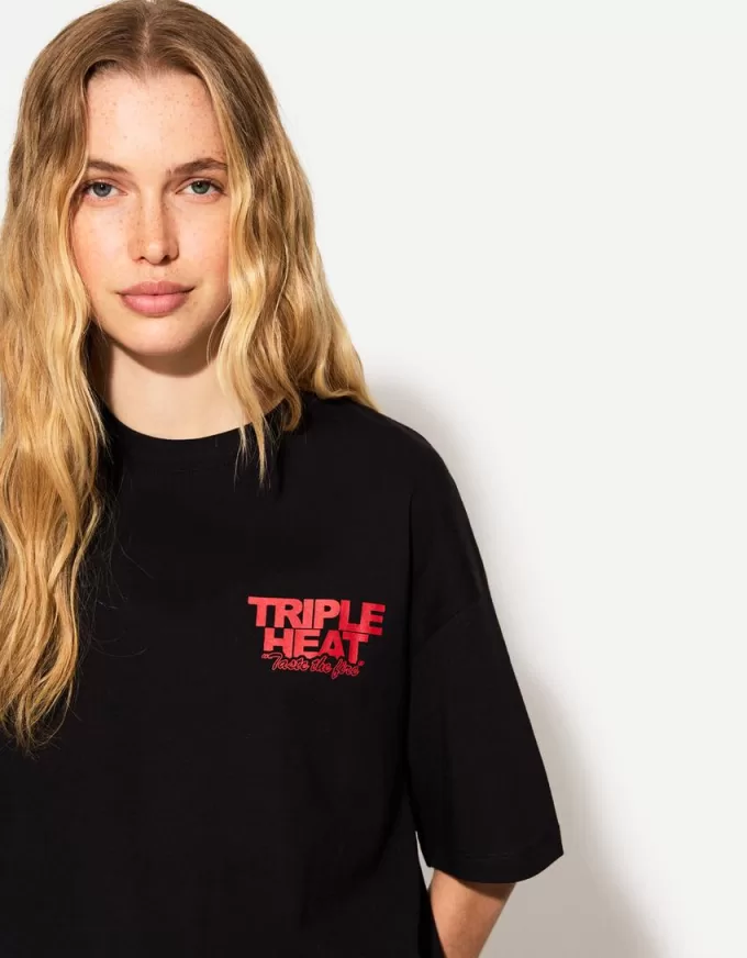 T-shirt oversize stampata a maniche corte