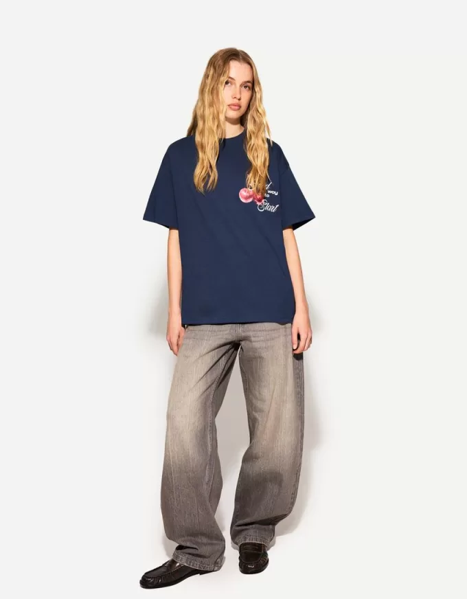 T-shirt oversize stampata a maniche corte