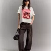 T-shirt oversize stampata a maniche corte