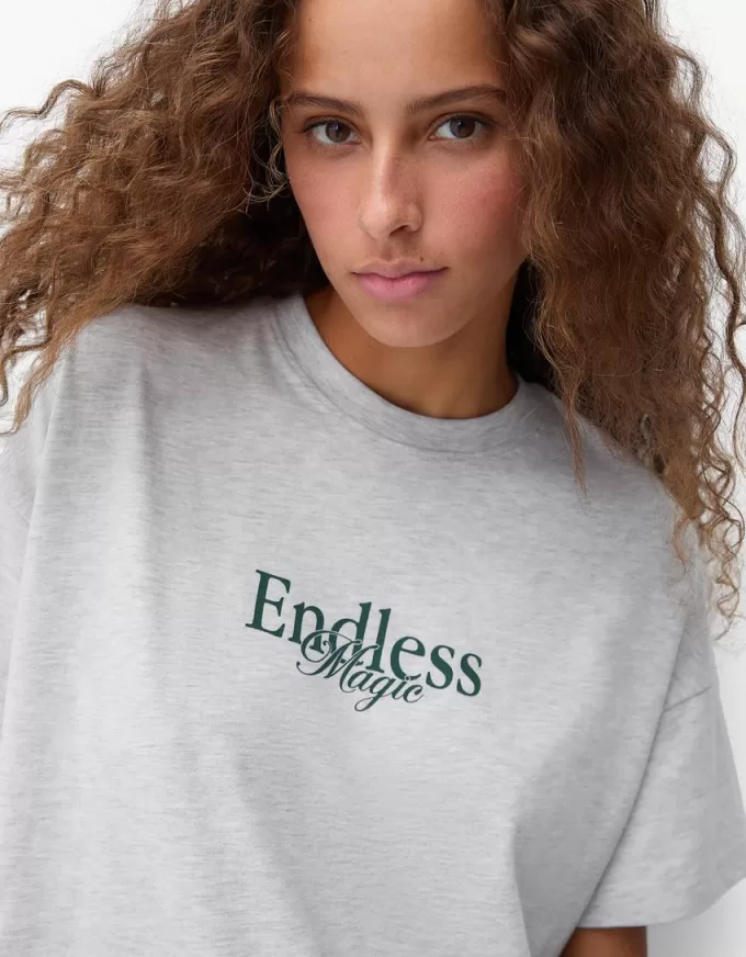 T-shirt oversize stampata a maniche corte