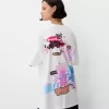 T-shirt oversize stampata a maniche corte