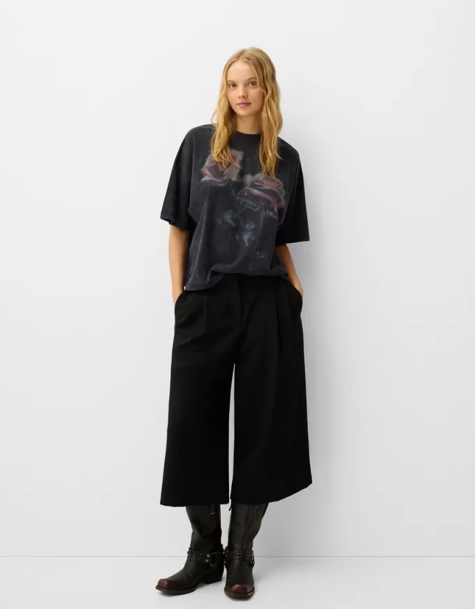 T-shirt oversize stampata a maniche corte
