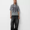 T-shirt oversize stampata a maniche corte
