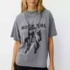 T-shirt oversize stampata a maniche corte