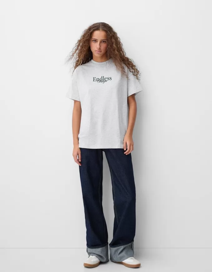 T-shirt oversize stampata a maniche corte