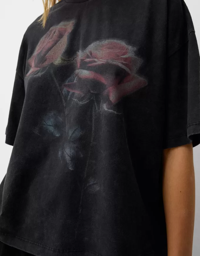 T-shirt oversize stampata a maniche corte