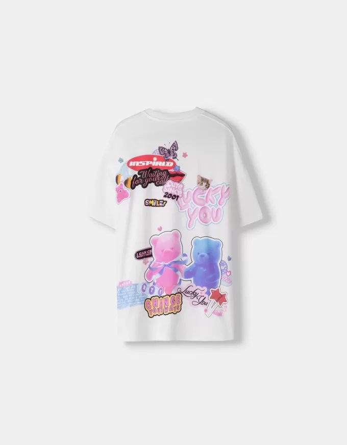 T-shirt oversize stampata a maniche corte