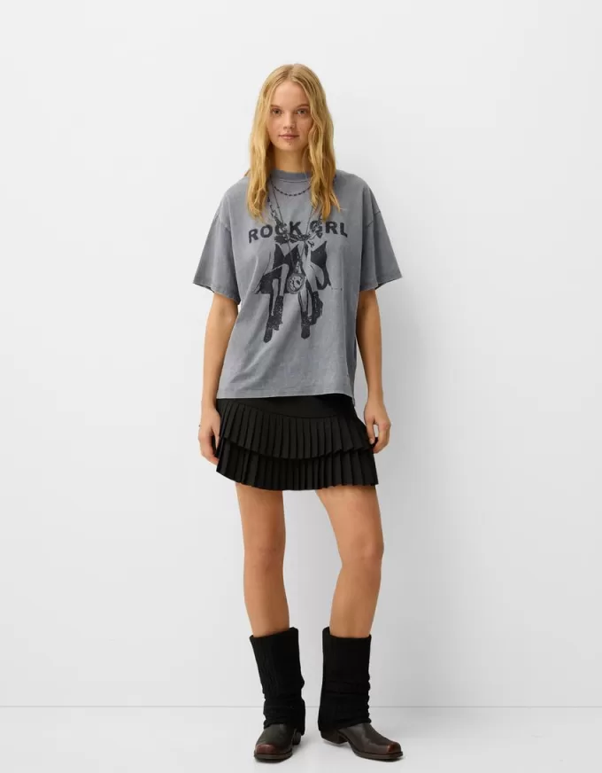 T-shirt oversize stampata a maniche corte
