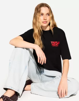 T-shirt oversize stampata a maniche corte