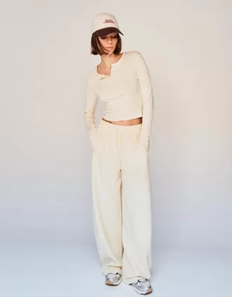 T-shirt serafino a maniche lunghe