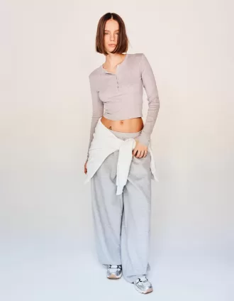 T-shirt serafino a maniche lunghe