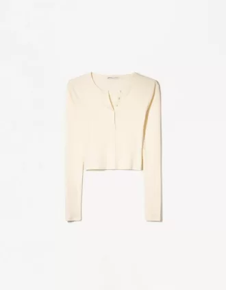 T-shirt serafino a maniche lunghe