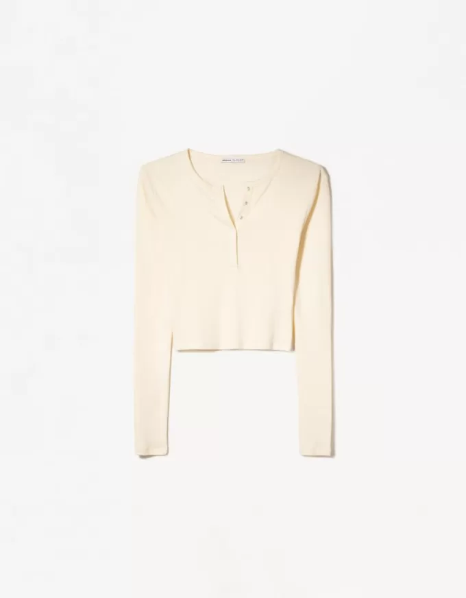 T-shirt serafino a maniche lunghe