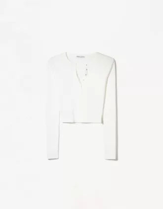 T-shirt serafino a maniche lunghe