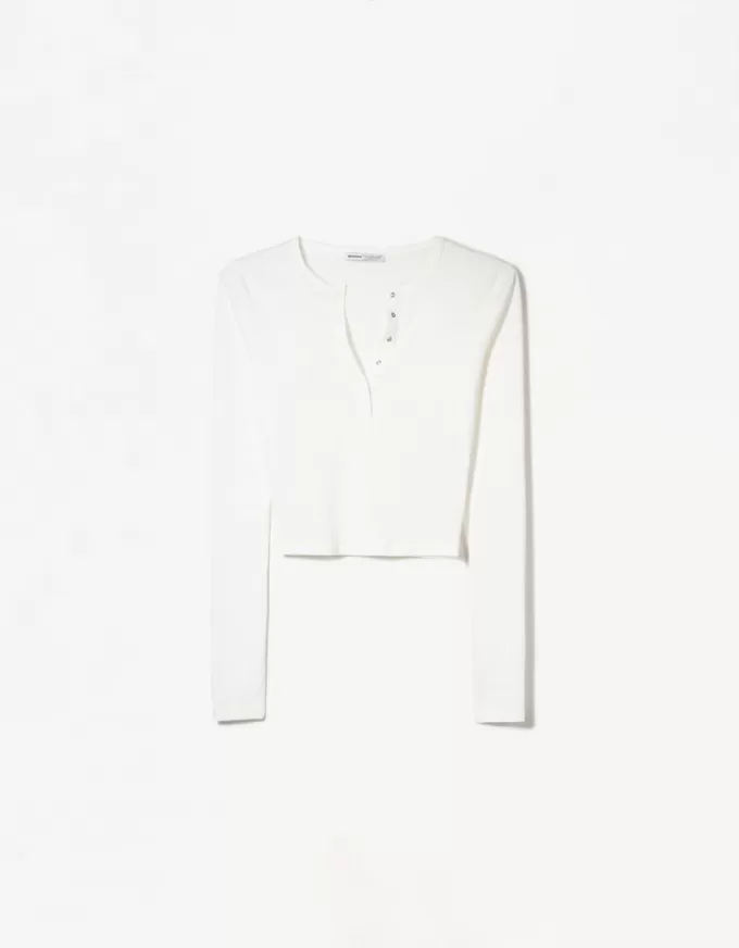 T-shirt serafino a maniche lunghe