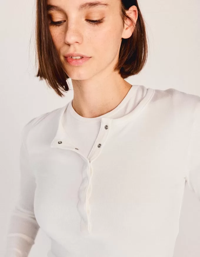 T-shirt serafino a maniche lunghe