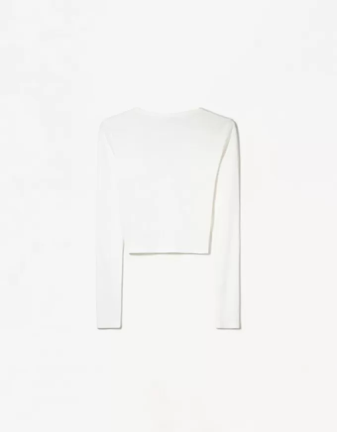 T-shirt serafino a maniche lunghe