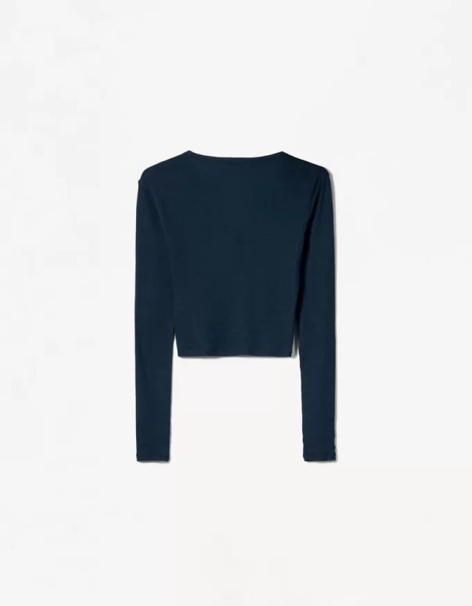 T-shirt serafino a maniche lunghe