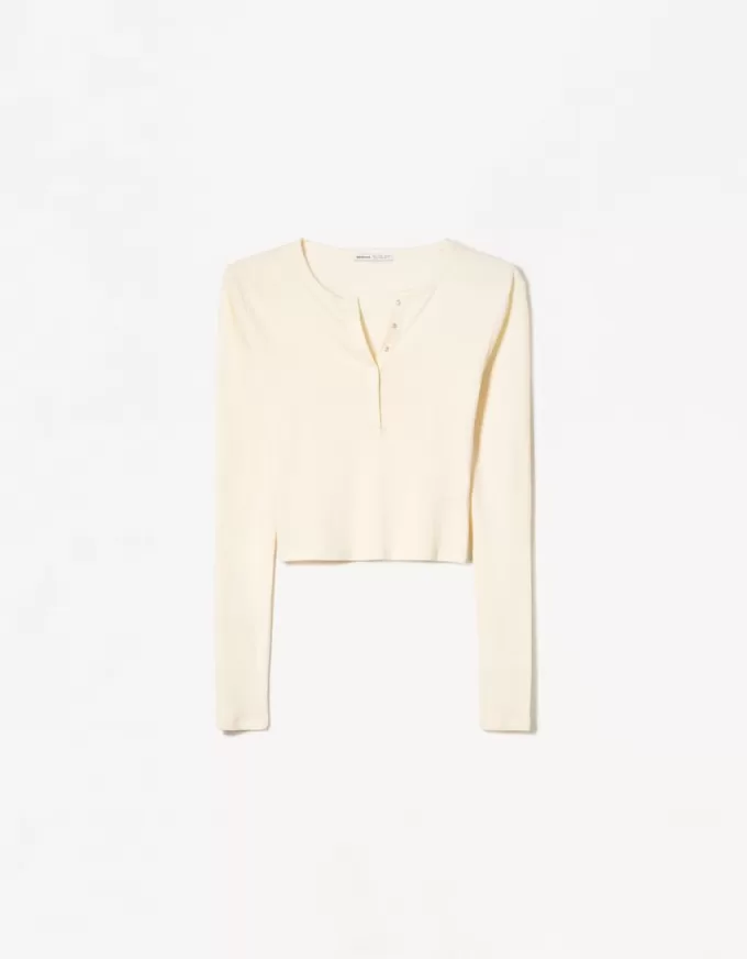 T-shirt serafino a maniche lunghe