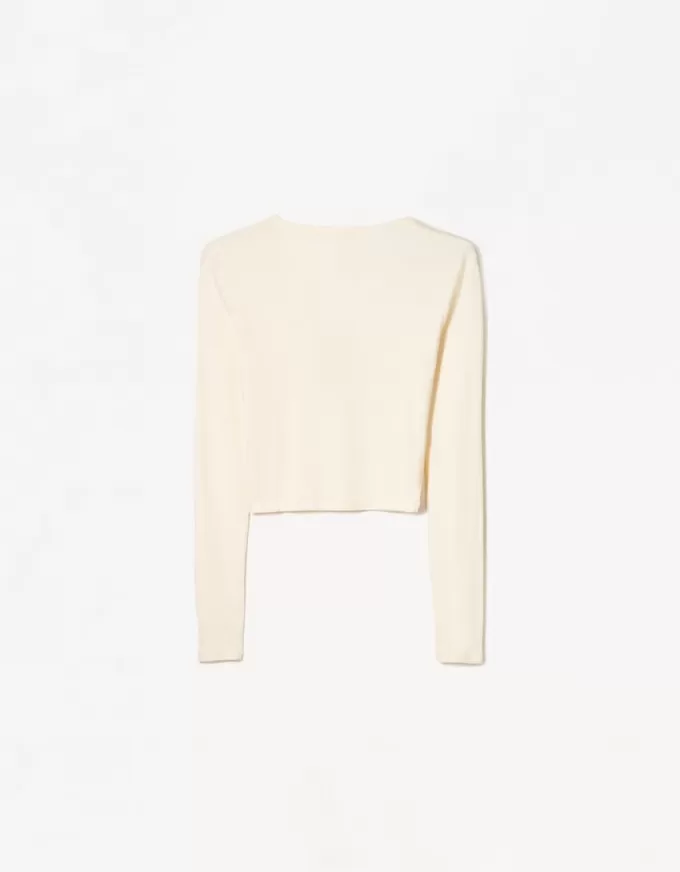 T-shirt serafino a maniche lunghe