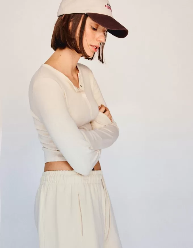 T-shirt serafino a maniche lunghe