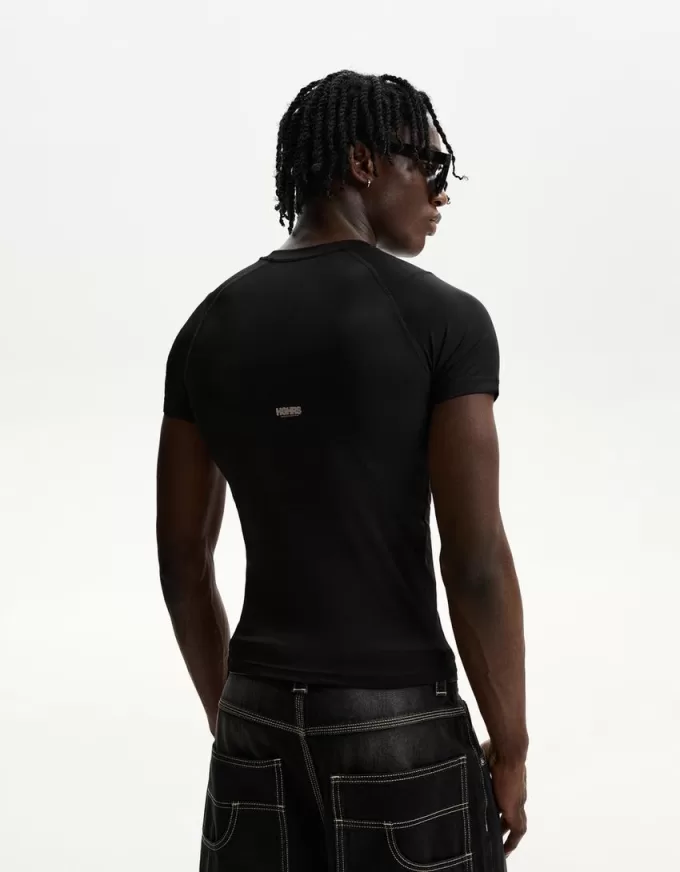 T-shirt slim fit a maniche corte con cuciture