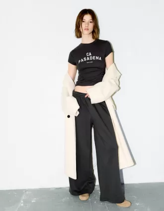 T-shirt stampata a maniche corte con arricciatura