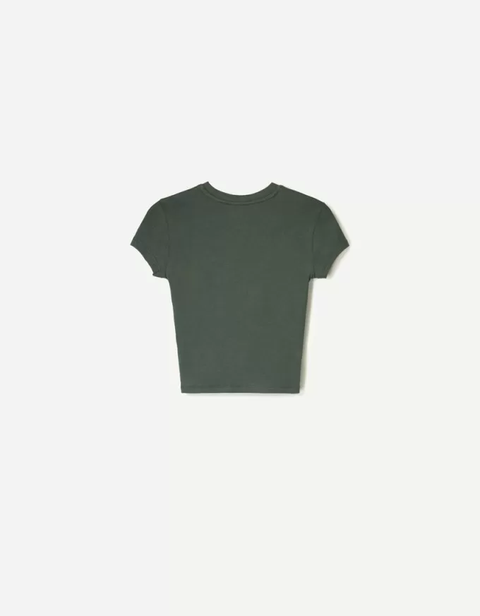 T-shirt stampata a maniche corte con arricciatura