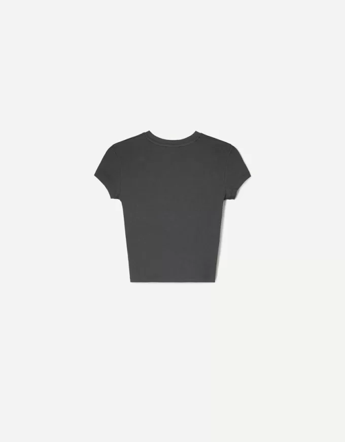 T-shirt stampata a maniche corte con arricciatura